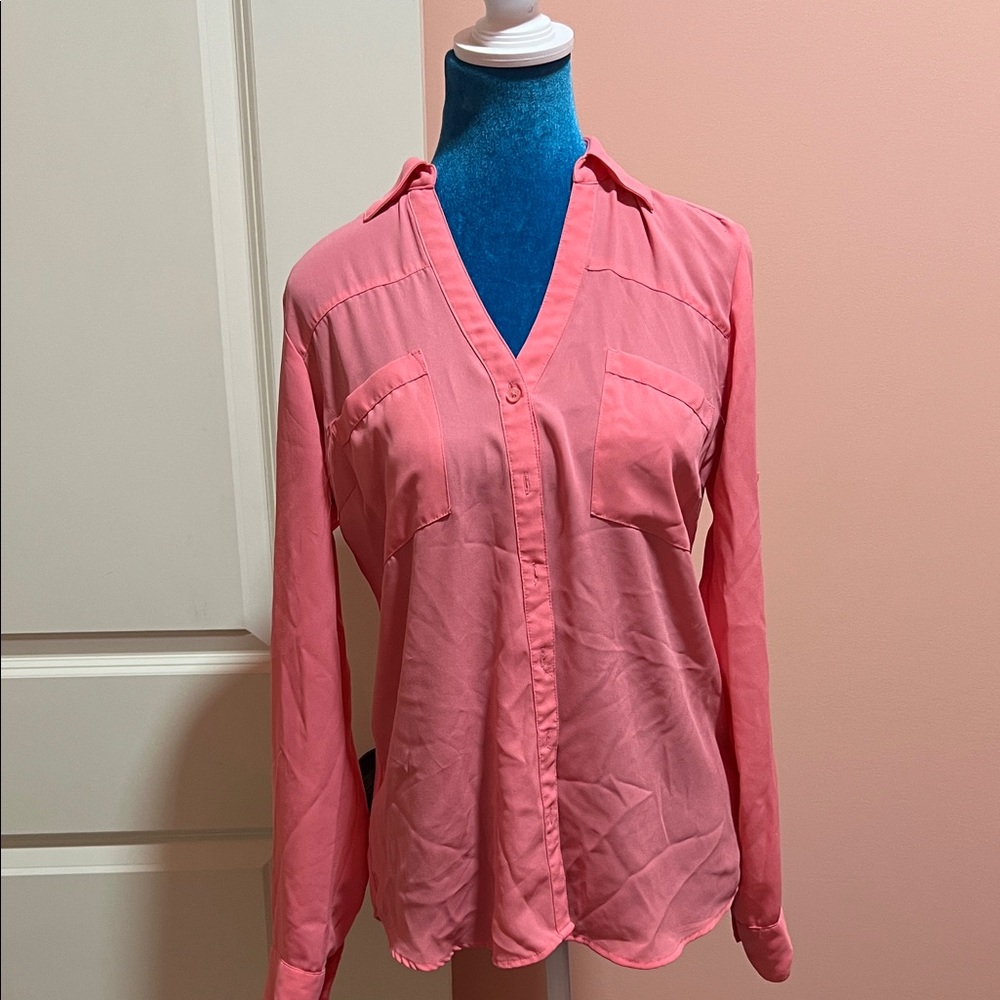 Express Coral Button-Down Shirt